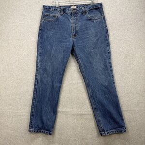 Vintage Diamond Gusset Jeans Mens 37x29 Blue Denim Pants Relaxed Y2K Made In USA